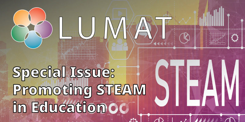 STEAM on education combines several perspectives (science, technology, engineering, all, mathematics). The covel photo of LUMAT special edition "Promoting STEAM in education" depicts those perspectives.